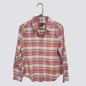 Pendleton Petite Medium Plaid Cotton Shirt Long Sleeve